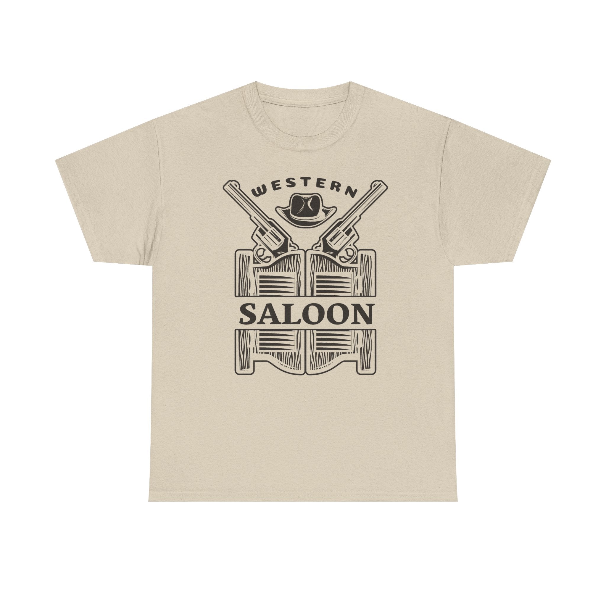 T-Shirt Western Saloon Vintage, Maglietta Cowboy con Pistole e Cappello, Grafica Retrò Country