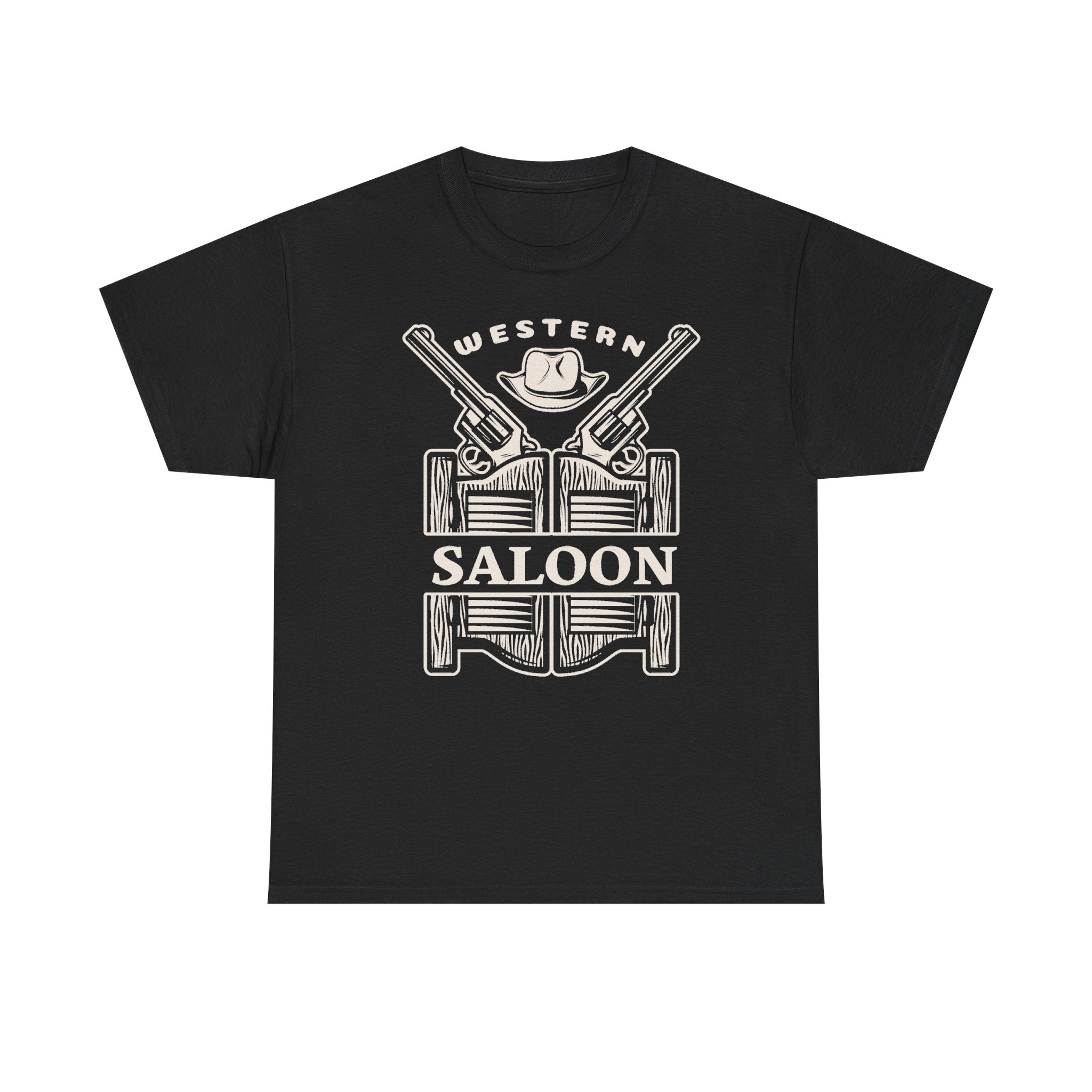 T-Shirt Western Saloon Vintage, Maglietta Cowboy con Pistole e Cappello, Grafica Retrò Country