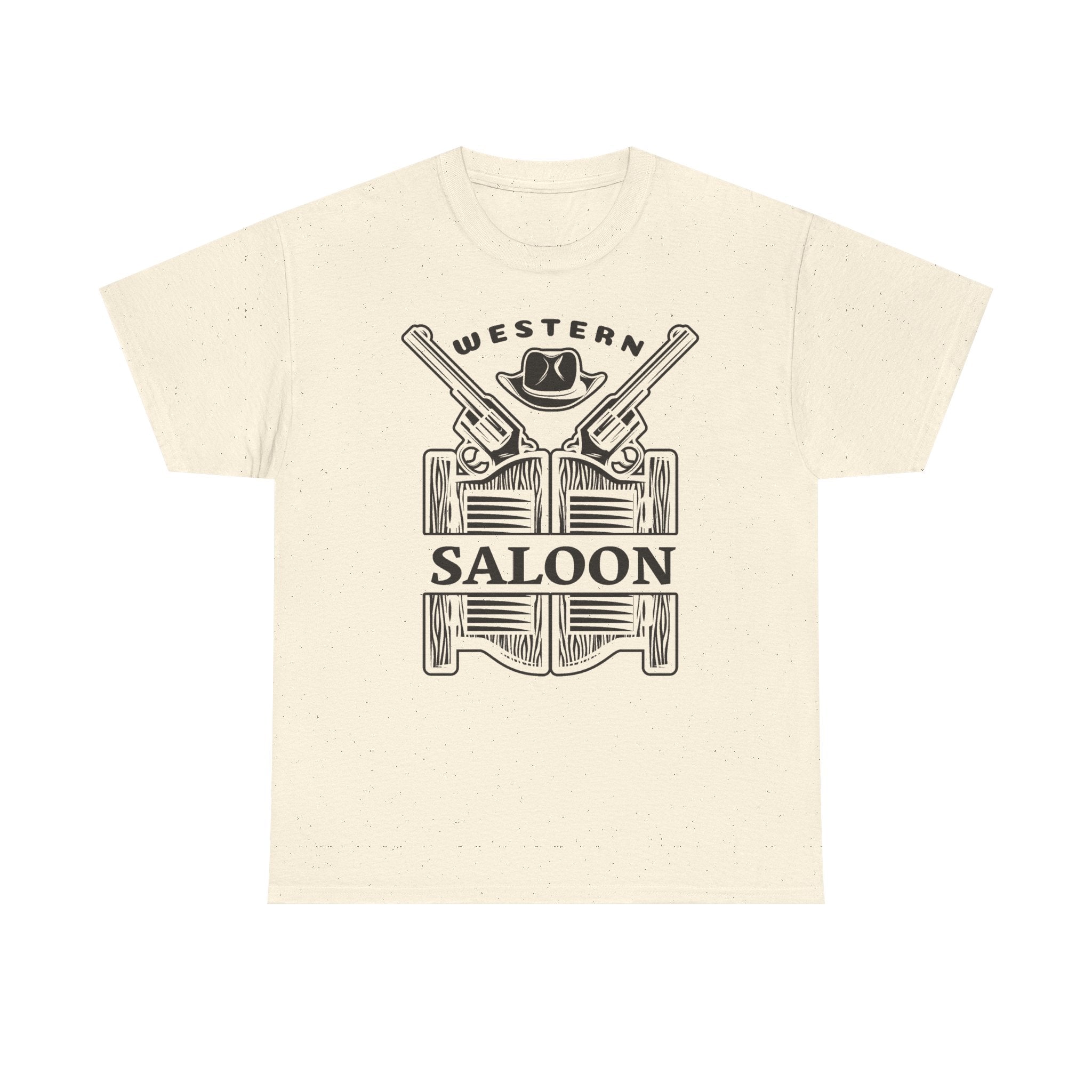 T-Shirt Western Saloon Vintage, Maglietta Cowboy con Pistole e Cappello, Grafica Retrò Country