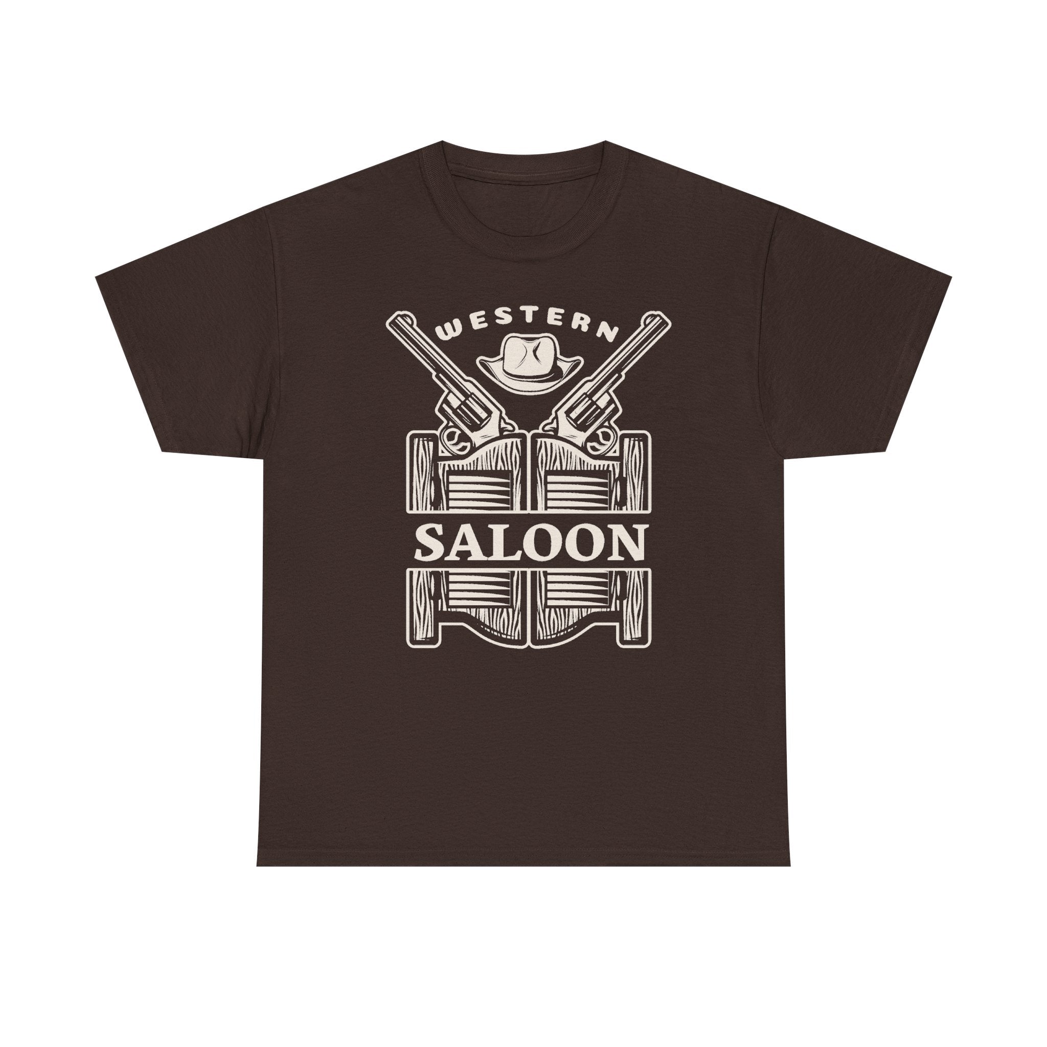T-Shirt Western Saloon Vintage, Maglietta Cowboy con Pistole e Cappello, Grafica Retrò Country